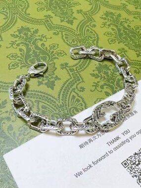 Authentic Gucci Silver-Tone Interlocking G Engraved Bracelet